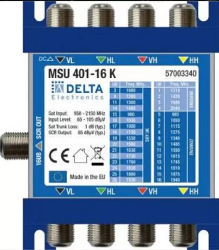 111€ Delta ( Unicable 1,2 ) MSU 401-16 K, dSCR Multischalter - SKY Zulassung 4 In